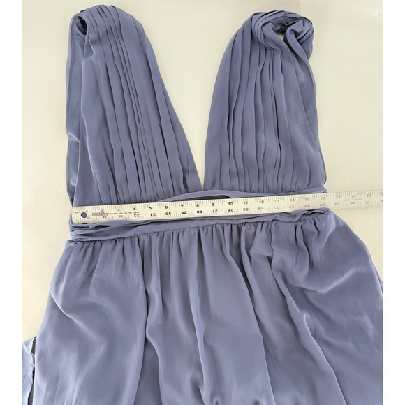 NWT Lulus Heavenly Hues Dusty Blue Maxi Dress V-Neck Chiffon Gown 43449 XL FLAW - Picture 11 of 12